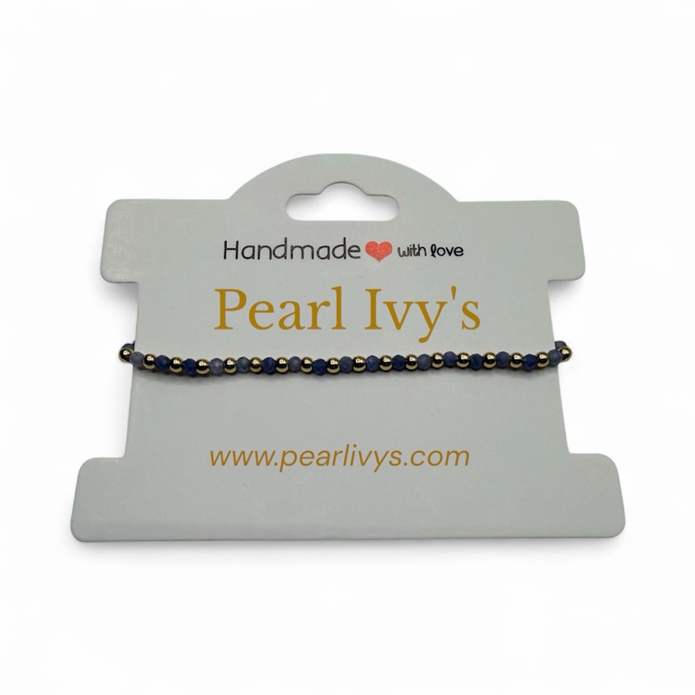 Authentic Tanzanite and 14k Gold Filled Gold Beaded Stretch Bracelet